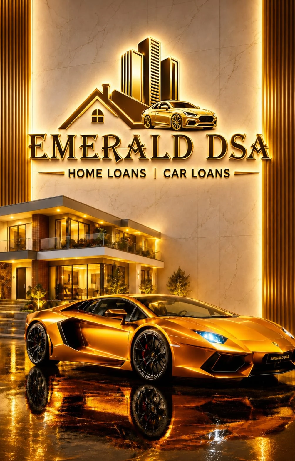 Emerald DSA branded home and car loan visual